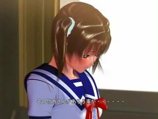 Shy 3D anime young woman movie tits