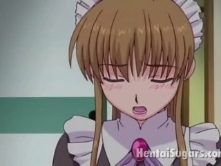 Virginal looking anime gyz rubbing her master`s thick manhood in the bath tüb