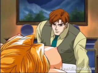 Erotisks blondīne manga hottie iegūšana robeža augšup un pavirši uz a trijatā