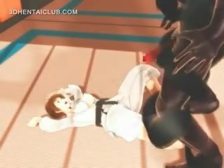 Anime karate enchantress roubíky na a masivní johnson v 3d