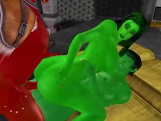 [fantasy-3dsexvilla 2] she-hulk körd av en demon och den hulk vid 3dsexvilla 2