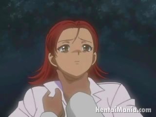 Tüzes vörös hajú anime angyal szerzés miniatűr punci szögezték által neki kedves barát