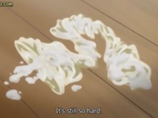 Elegant anime pembantu rumah memberikan lisan dan menunggang aci