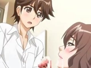 Krūtinga anime milf čiulpimas ir gauna nuleidimas