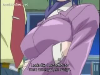 Šviesiaplaukis anime pupytė su didelis krūtys pakliuvom šiurkštus