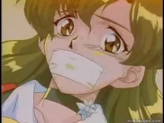 Terriefied และ ผูก ขึ้น animeslut ด้วย a muzzle wets ตัวเธอเอง